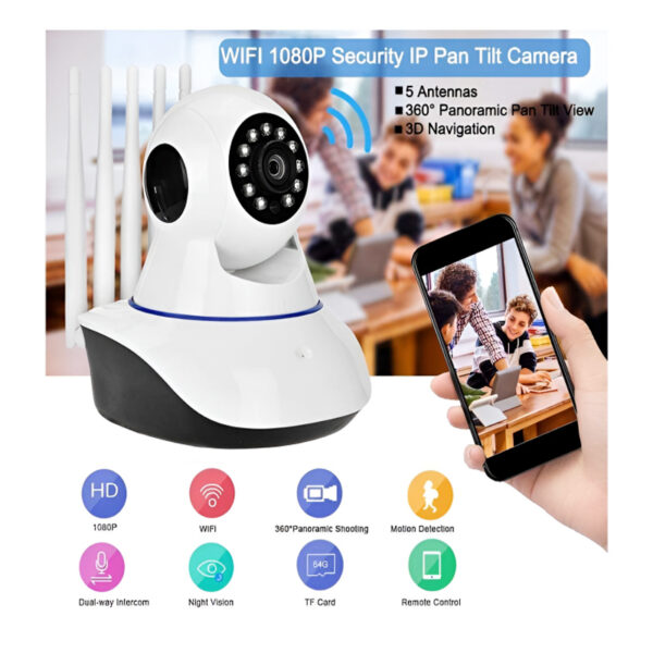 Intelligent-WiFi-5-Antenna-IP-Camera-Night-Vision-Baby-Monitoring-Innovative Gadgets